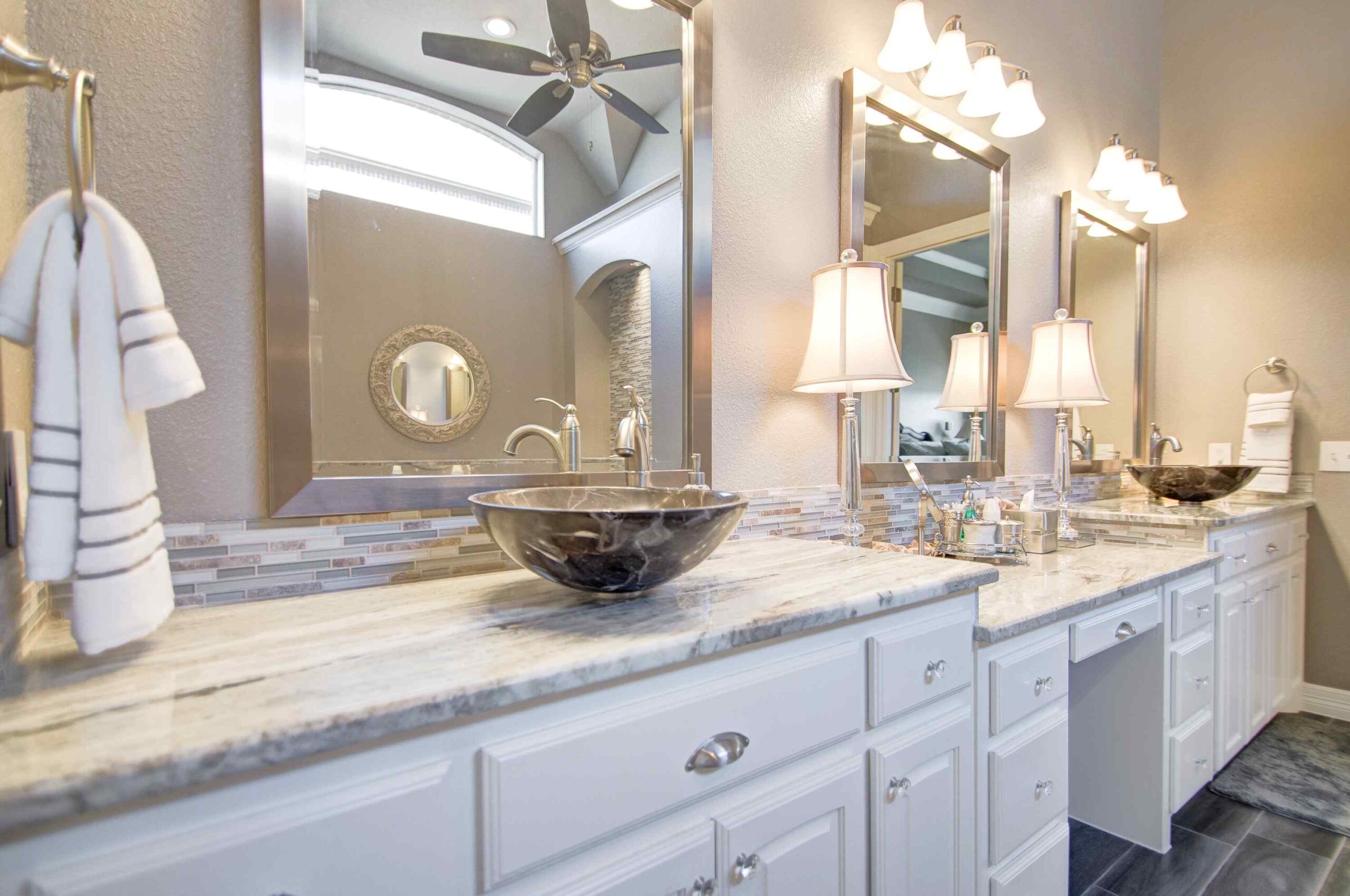Modern Blu bathrooms marble counters - Also offering Basement Remodeling in Flower Mound TX
