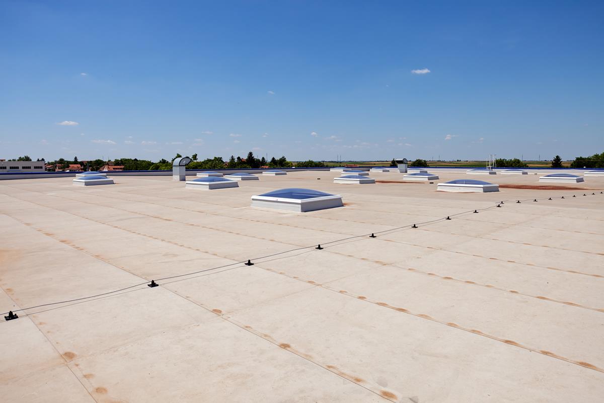 Commercial Flat roof with skylight and hydro insulation