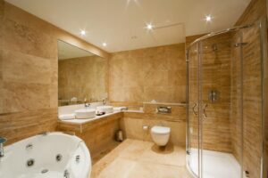 Highland Village Bathroom remodel with Glass Shower Doors