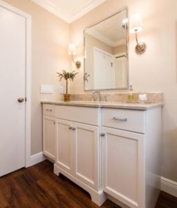 Luxury Bathroom Vanity White Cabinets with Granite Countertop Copper Canyon