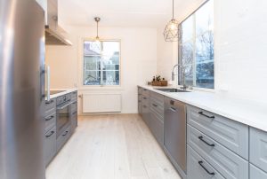 Marble Countertop in a Galley Kitchen