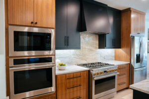 wood grained slab doors and drawer fronts