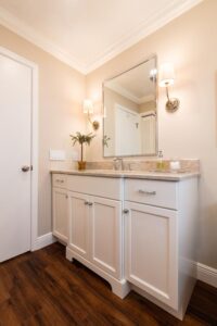 Luxury Bathroom Vanity White Cabinets with Granite Countertop in Highland Village