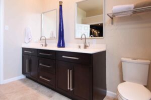 Mahogany Bathroom Cabinets in Highland Village Bathroom Remodel